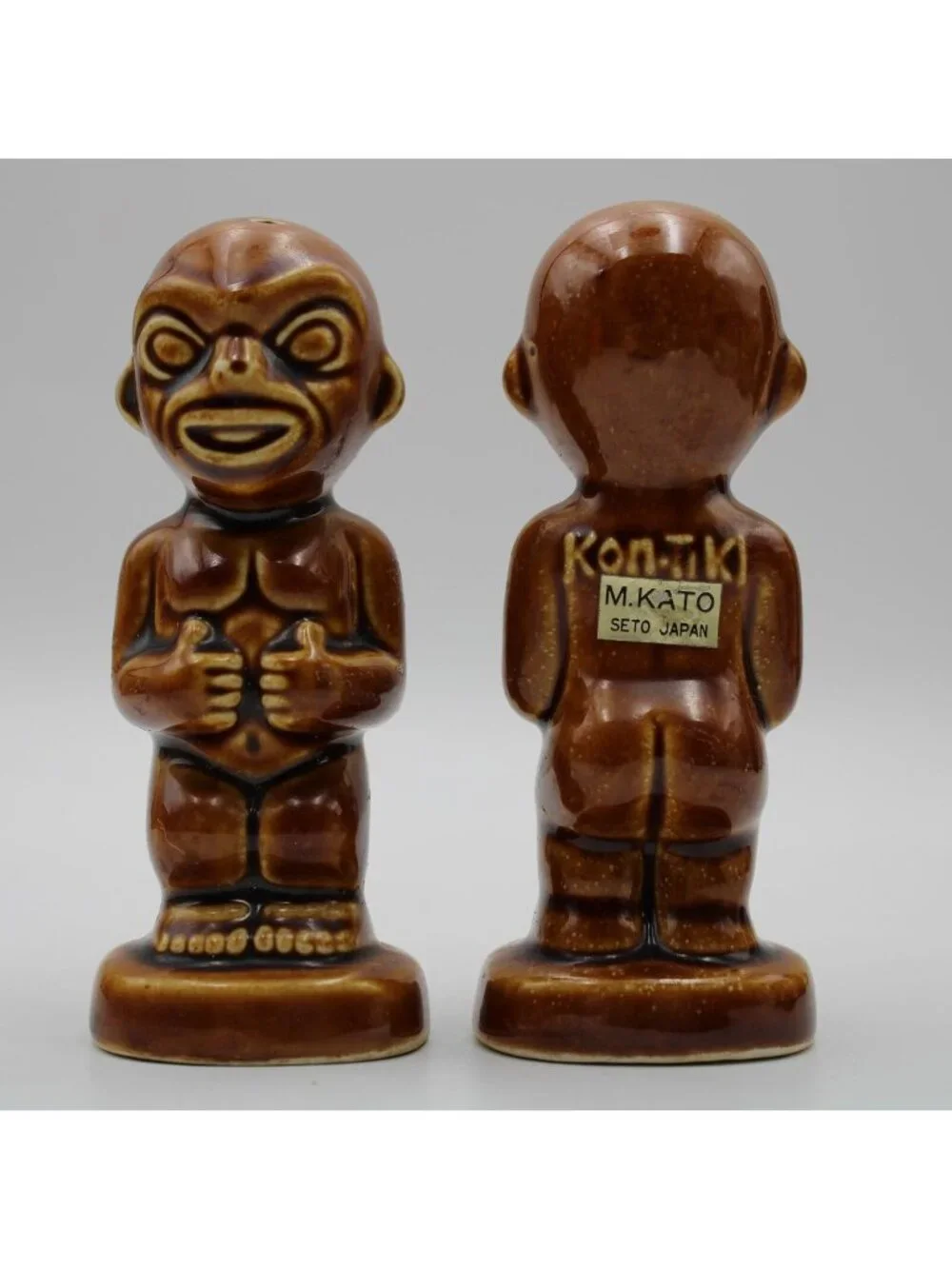 Kon-Tiki Salt And Pepper Shaker Set Steve Crane M Kato Seto Japan 1960s Vintage